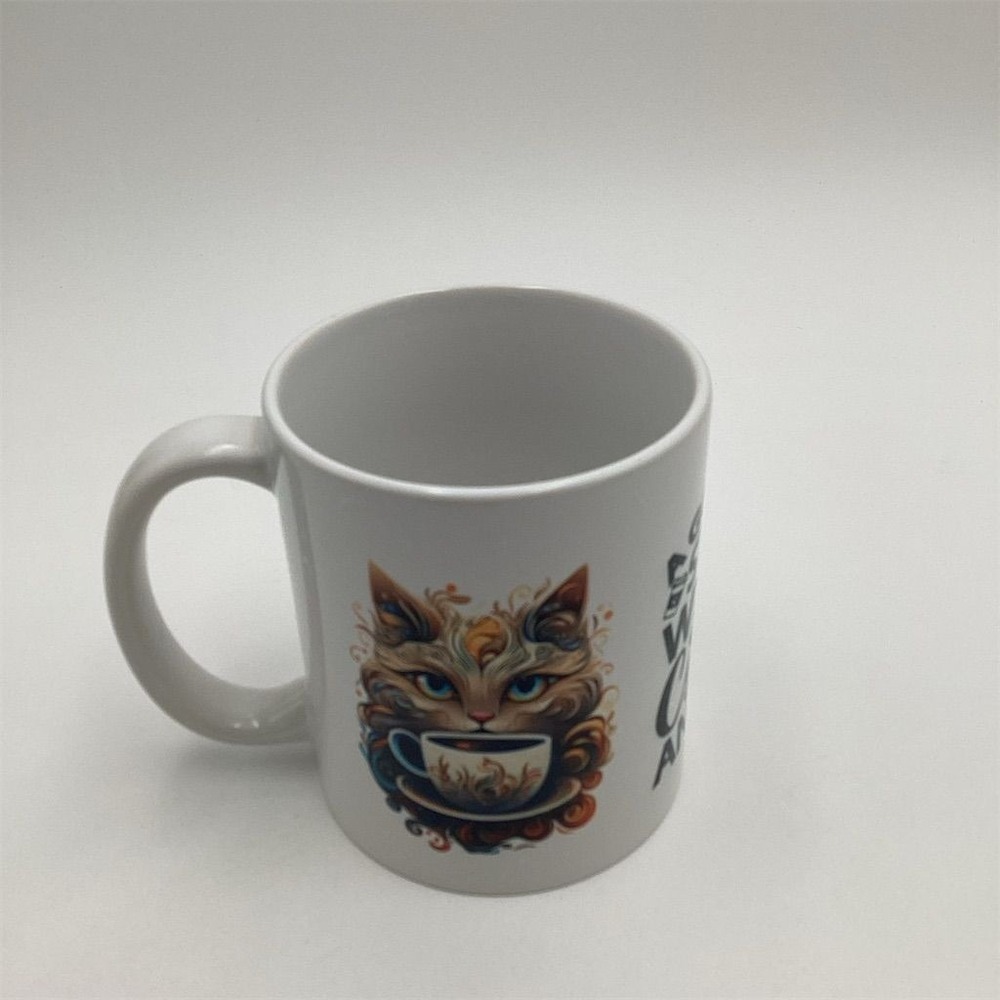 Americaware Cat‎ Coffee Mug "A Good Day Starts with Coffee and Cat" Design